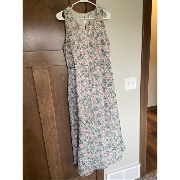 LC Lauren Conrad Floral Shirttail-Hem Maxi Dress Size 12 Pink and Green - Picture 3 of 6